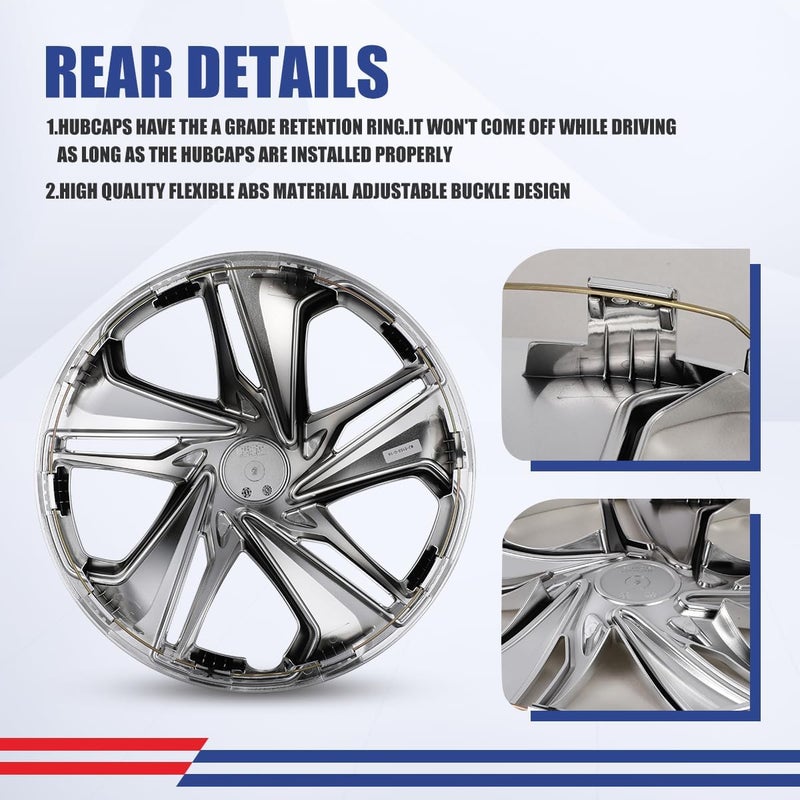 Winjet 16" Hubcaps for 2016-2026 Honda Civic Sedan Wheel Rim Covers fit for[Honda Civic Sedan 2016 2017 2018 2019 2020 2021 2022 2023 2024 2025 2026],[Only Fit Iron Hub - Steel Wheel](4 Packs,Chrome) - Image 4